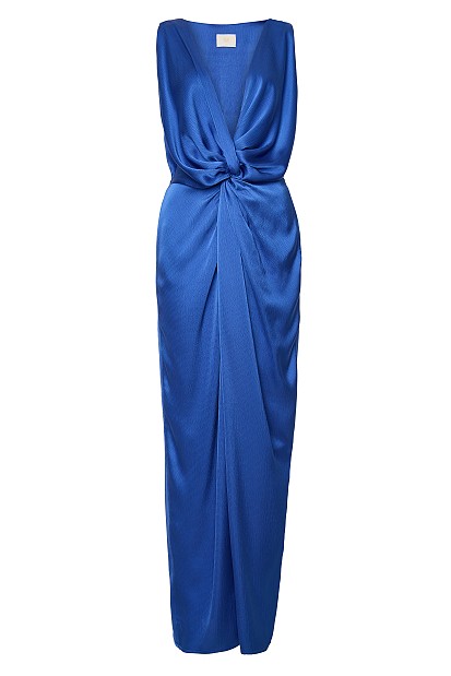 Midi wrap dress with a satin finish - Gold label