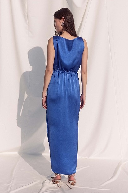 Midi wrap dress with a satin finish - Gold label