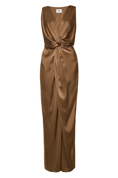 Midi wrap dress with a satin finish - Gold label