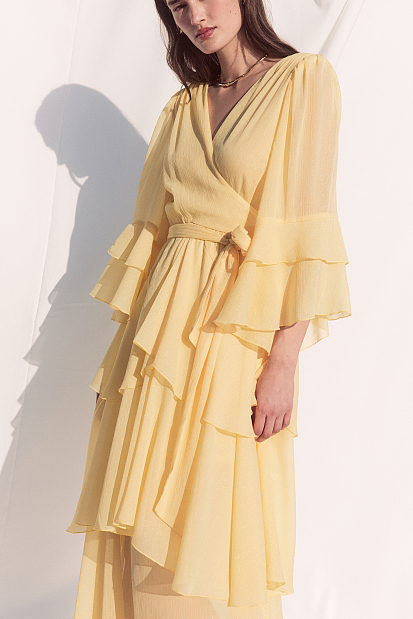 Maxi wrap dress with ruffles - Gold label