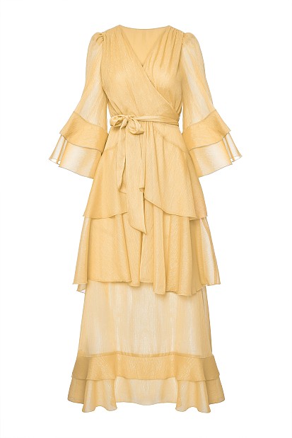 Maxi wrap dress with ruffles - Gold label
