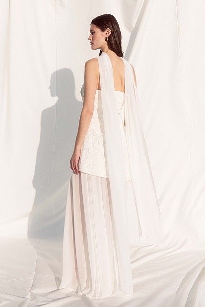 Maxi strapless dress with sheer - Gold label