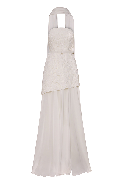 Maxi strapless dress with sheer - Gold label