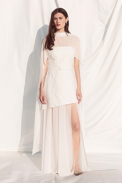 Maxi strapless dress with sheer - Gold label