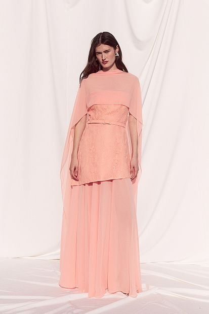 Maxi strapless dress with sheer - Gold Label