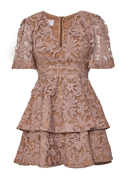 Mini crochet dress with ruffles - Gold label