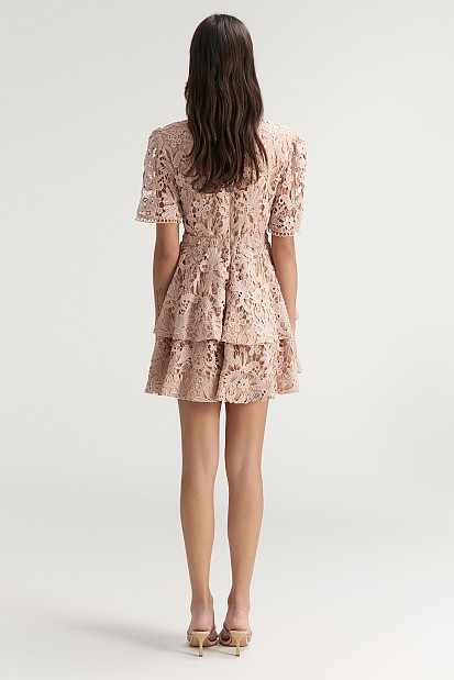 Mini crochet dress with ruffles - Gold label