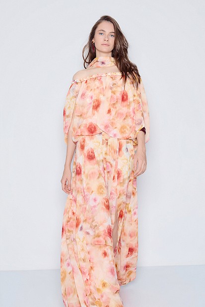 Maxi off-shoulder floral dress - Gold label