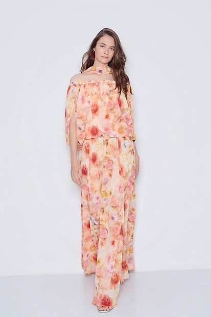 Maxi off-shoulder floral dress - Gold label