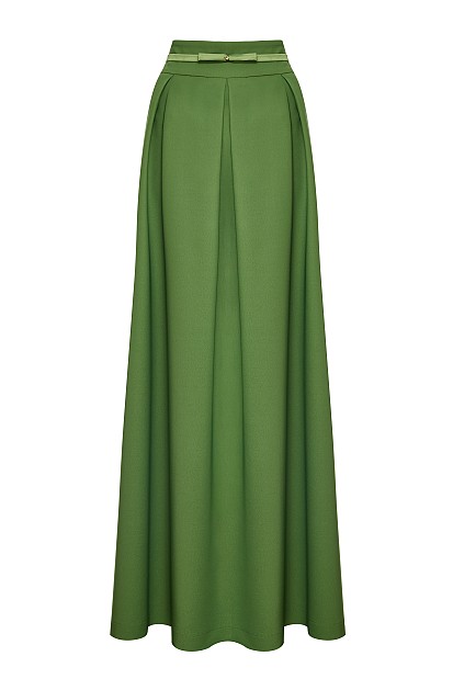 Maxi flared skirt with satin finish - Gold label