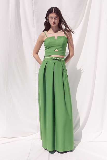 Cropped bustier with straps and a satin finish - Gold label