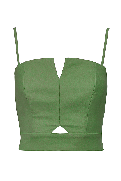 Cropped bustier with straps and a satin finish - Gold label