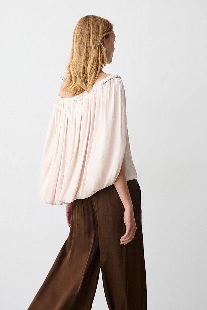 Off-shoulder top with a braided-style neckline