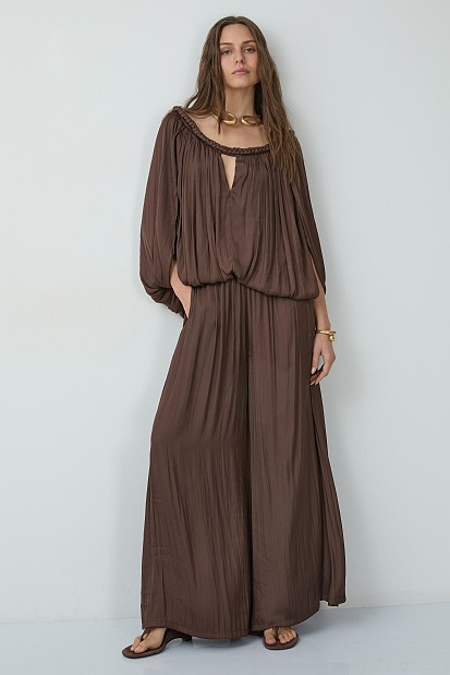 Off-shoulder top with a braided-style neckline