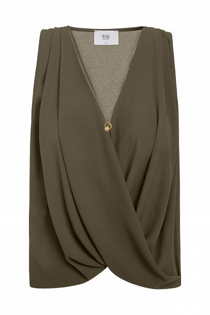 Sleeveless wrap blouse with a necklace detail