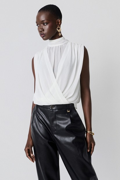 Sleeveless wrap top