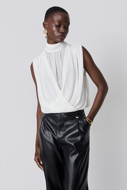 Sleeveless wrap top