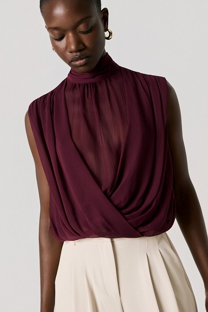 Sleeveless wrap top