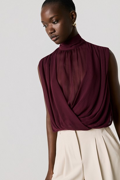 Sleeveless wrap top