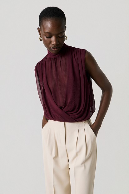 Sleeveless wrap top