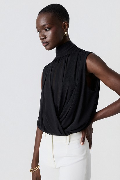 Sleeveless wrap top