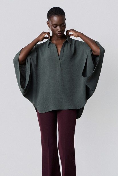 Oversized blouse with 3/4 sleeves