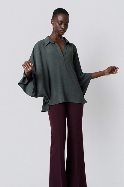 Oversized blouse with 3/4 sleeves