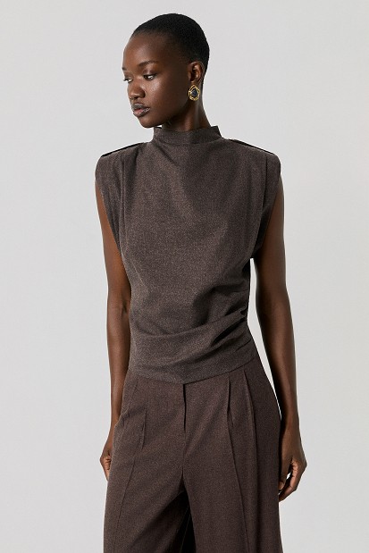 Sleeveless top with ruching