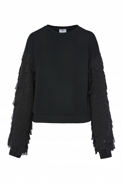 Sweatshirt with fringe detailing on the sleeves