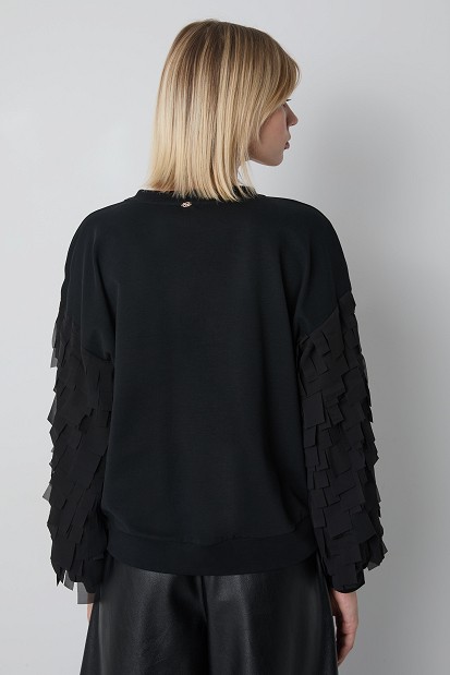 Sweatshirt with fringe detailing on the sleeves