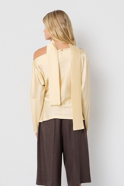 Off-shoulder satin-look blouse