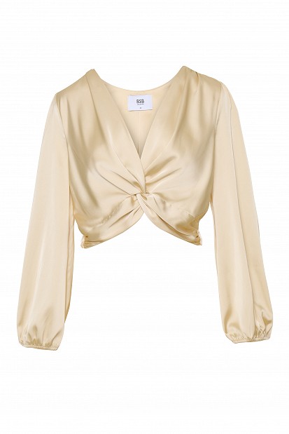 Satin-look top with a front knot