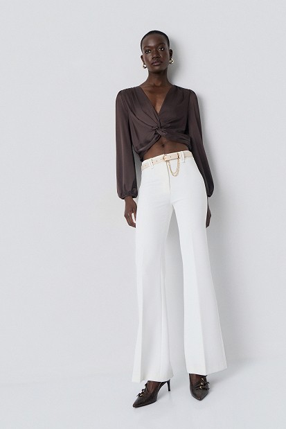 Satin-look top with a front knot