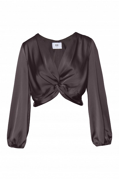 Satin-look top with a front knot