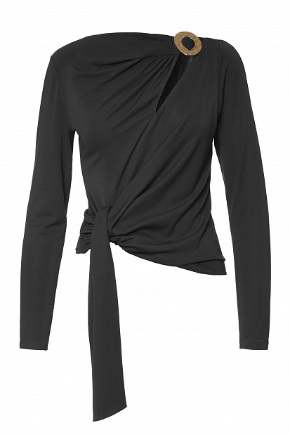 Crepe blouse with jewel detail