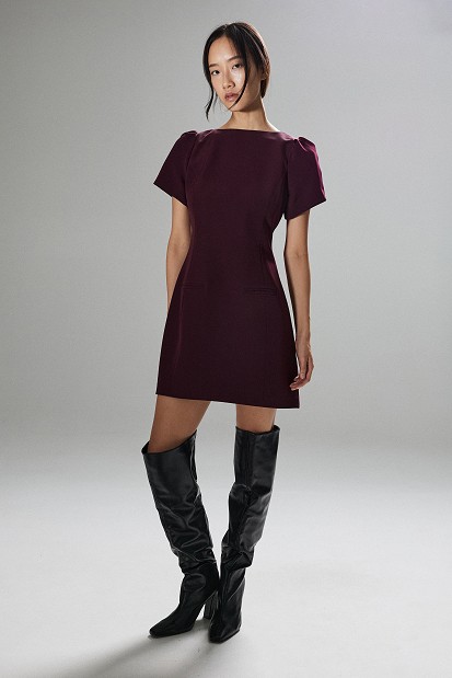 Mini dress with puff sleeves