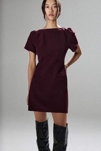 Mini dress with puff sleeves