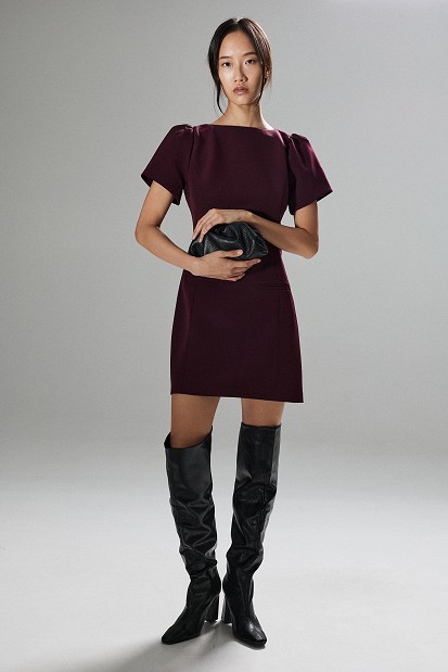 Mini dress with puff sleeves
