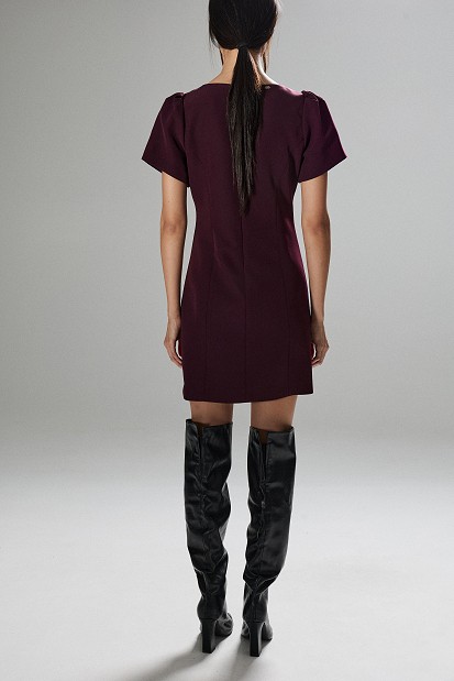 Mini dress with puff sleeves