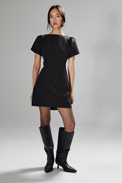 Mini dress with puff sleeves