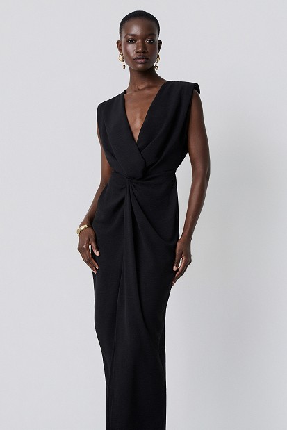 Sleeveless maxi dress with knot detail