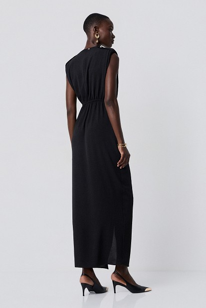 Sleeveless maxi dress with knot detail