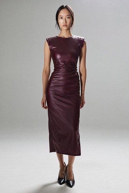 Rochie midi cu efect de piele