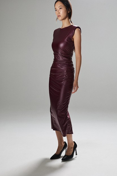 Rochie midi cu efect de piele