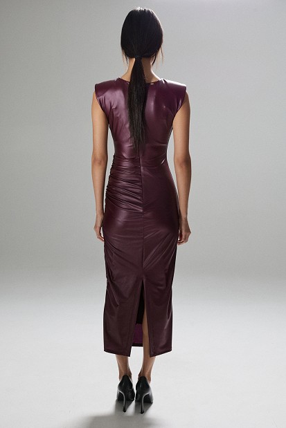 Rochie midi cu efect de piele