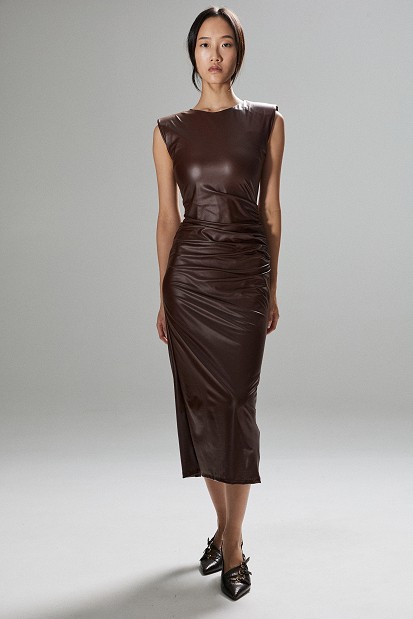 Rochie midi cu efect de piele
