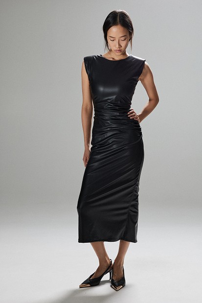 Rochie midi cu efect de piele