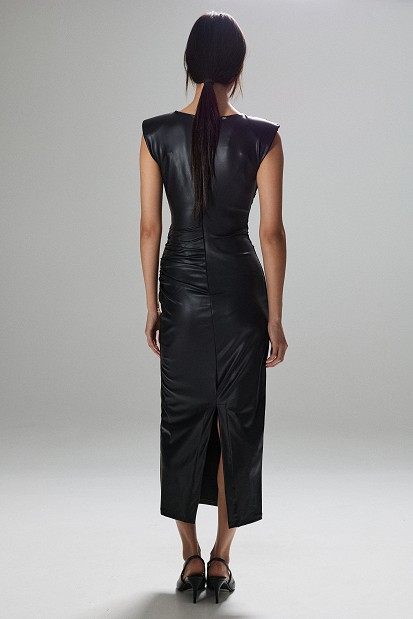 Rochie midi cu efect de piele
