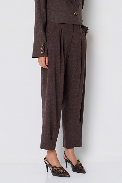 Pantaloni barrel-leg cu pliuri