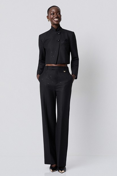 Striped sequin trousers